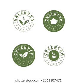 Tea logo icon. green tea in a cup with tea bag design illustration. healthy green tea drink concept logo design vector.