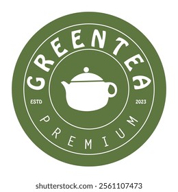 Tea logo icon. green tea in a cup with tea bag design illustration. healthy green tea drink concept logo design vector.