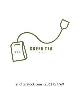 Tea logo icon. green tea in a cup with tea bag design illustration. healthy green tea drink concept logo design vector.