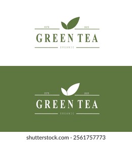 Tea logo icon. green tea in a cup with tea bag design illustration. healthy green tea drink concept logo design vector.