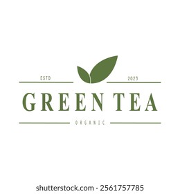 Tea logo icon. green tea in a cup with tea bag design illustration. healthy green tea drink concept logo design vector.