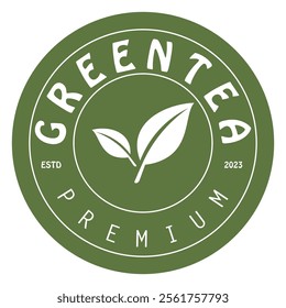 Tea logo icon. green tea in a cup with tea bag design illustration. healthy green tea drink concept logo design vector.