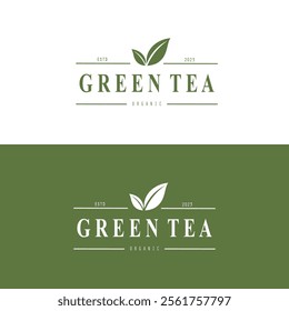 Tea logo icon. green tea in a cup with tea bag design illustration. healthy green tea drink concept logo design vector.