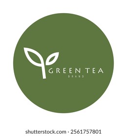 Tea logo icon. green tea in a cup with tea bag design illustration. healthy green tea drink concept logo design vector.