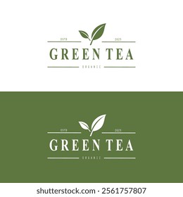 Tea logo icon. green tea in a cup with tea bag design illustration. healthy green tea drink concept logo design vector.