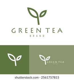 Tea logo icon. green tea in a cup with tea bag design illustration. healthy green tea drink concept logo design vector.