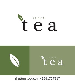 Tea logo icon. green tea in a cup with tea bag design illustration. healthy green tea drink concept logo design vector.