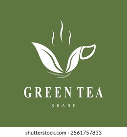 Tea logo icon. green tea in a cup with tea bag design illustration. healthy green tea drink concept logo design vector.