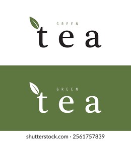 Tea logo icon. green tea in a cup with tea bag design illustration. healthy green tea drink concept logo design vector.