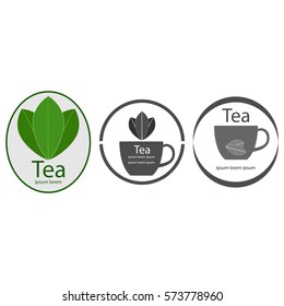 tea logo, icon, the image leaves and a cup. vector