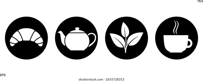 Tea logo. Isolated tea on white background. Green tea set