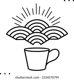 tea logo line art icon.  Black  aesthetic contour.