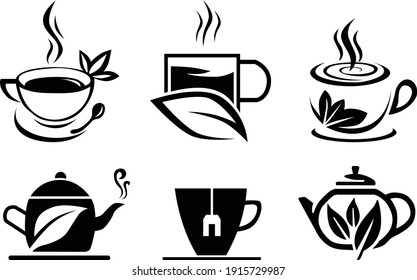 tea logo line art vector ilustration