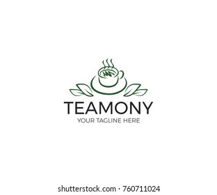 Tea Logo Template. Cup of Tea Vector Design. Drink Line Illustration