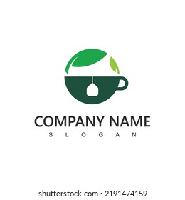 Tea logo template, Green organic tea icon