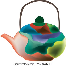 Modelo de logotipo de chá. Pote de chá, tempo do chá, arte do pote de chá
