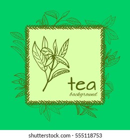 tea logo vector background with painted leaves tea