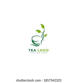 Tea logotype. Minimalist tea drinks logo concept, fit for cafe, restaurant, packaging and natural drinks. Illustration vector logo.