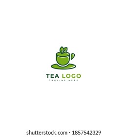 Tea logotype. Minimalist tea drinks logo concept, fit for cafe, restaurant, packaging and natural drinks. Illustration vector logo.