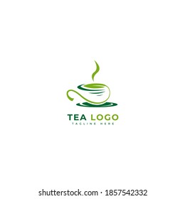 Tea logotype. Minimalist tea drinks logo concept, fit for cafe, restaurant, packaging and natural drinks. Illustration vector logo.