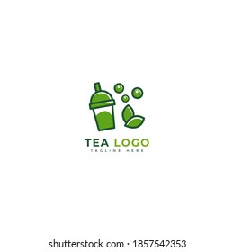 Tea logotype. Minimalist tea drinks logo concept, fit for cafe, restaurant, packaging and natural drinks. Illustration vector logo.
