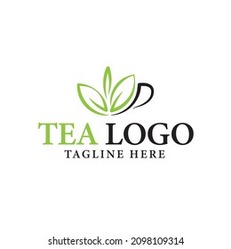 Logotipo de té. El concepto de logo minimalista de las bebidas de té, adecuado para cafés, restaurantes, envases y bebidas naturales.