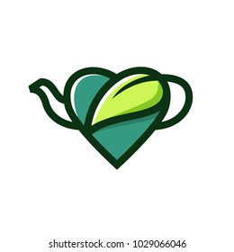 tea love pot heart natural herb herbal logo vector icon download