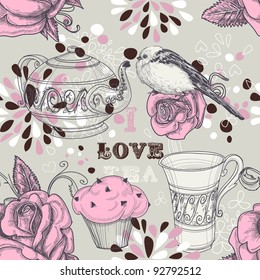 Tea Love Seamless Pattern