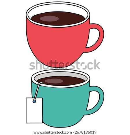 Tea lover mug set isolated vector illustration