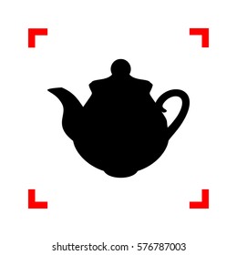 Tea maker Kitchen sign. Black icon in focus corners on white background. Isolated.