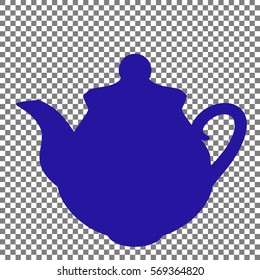 Tea maker Kitchen sign. Blue icon on transparent background.