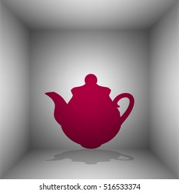 Tea maker Kitchen sign. Bordo icon with shadow in the room.