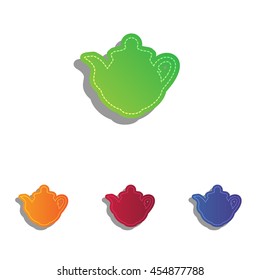 Tea maker Kitchen sign. Colorfull applique icons set.