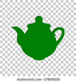 Tea maker Kitchen sign. Dark green icon on transparent background.