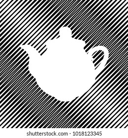 Tea maker Kitchen sign. Vector. Icon. Hole in moire background.