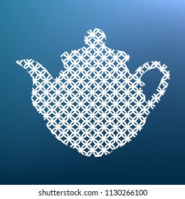 Tea maker Kitchen sign. Vector. White textured icon at lapis lazuli gradient background.