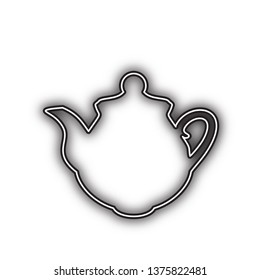 Tea maker Kitchen sign. Vector. Double contour black icon with soft shadow at white background. Isolated.