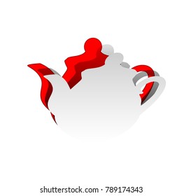 Tea maker Kitchen sign. Vector. Detachable paper icon with red body stock. Isolated.