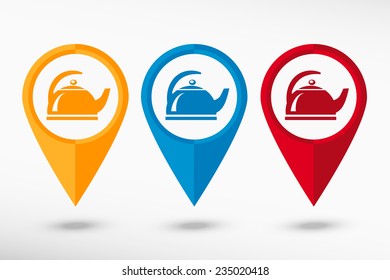 Tea maker map pointer. Flat design style 