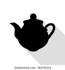 Tea maker sign. Black icon with flat style shadow path.