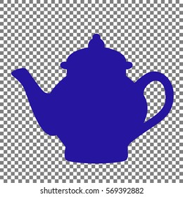 Tea maker sign. Blue icon on transparent background.