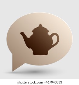 Tea maker sign. Brown gradient icon on bubble with shadow.