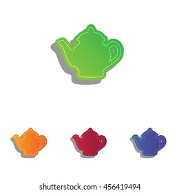 Tea maker sign. Colorfull applique icons set.