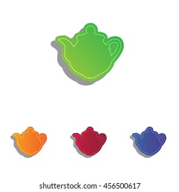 Tea maker sign. Colorfull applique icons set.
