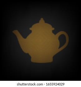 Teemaschinenzeichen. Icon als Gitter der kleinen orangefarbenen Glühbirne in der Dunkelheit. Illustration.