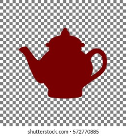 Tea maker sign. Maroon icon on transparent background.