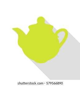 Tea maker sign. Pear icon with flat style shadow path.