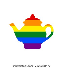 Tea maker sign. Rainbow gay LGBT rights colored Icon at white Background. Illustration.