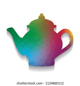 Tea maker sign. Vector. Colorful icon with bright texture of mosaic with soft shadow on white background. Isolated.