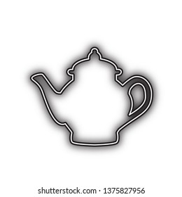 Tea maker sign. Vector. Double contour black icon with soft shadow at white background. Isolated.